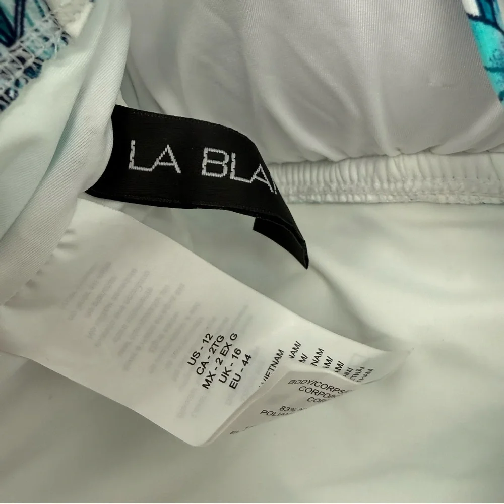 La Blanca One Piece Swimsuit Size 12 NWT Strappy Tropical Leaf Tummy Control - Picture 10 of 11